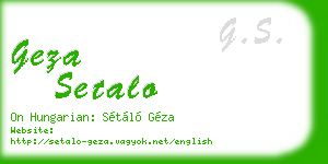 geza setalo business card