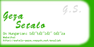 geza setalo business card